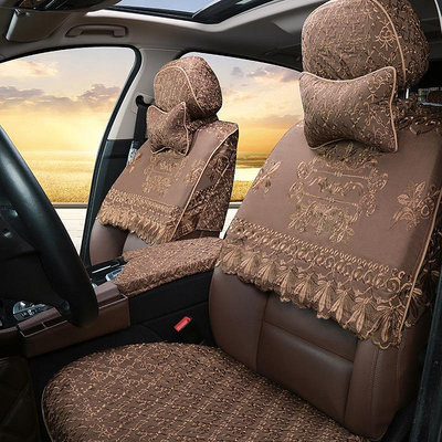 棉布汽車座套半截套 專車專用半包全包座椅套 四季蕾絲刺繡車坐墊