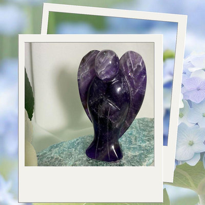 天然紫水晶天使雕件,水晶雕件,大天使水晶提升靈性,高74mm寬44mm厚23mm,現貨實品拍攝XL2