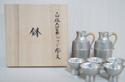 【日本古漾】281301日本南錫 錫半 酒器組 木箱附 保管品