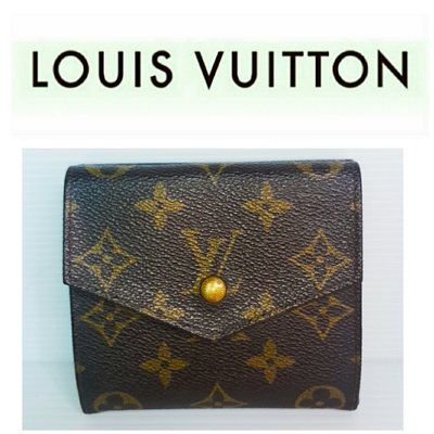 LV 皮夾Louis Vuitton 經典Monogram老花688 一元起標 圖紋雙翻扣M61660 雙折短夾 錢包
