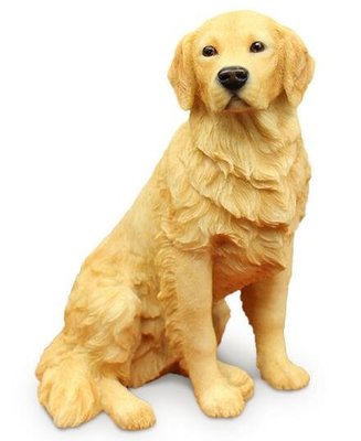 7027A 日式 坐姿黃金獵犬擺件 優雅可愛黃金獵犬模型 仿真雕刻動物狗狗小狗擺飾樹脂工藝品擺設拍照道具
