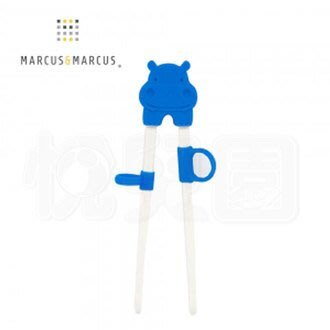Marcus & Marcus 動物樂園幼兒學習筷-河馬(藍)【悅兒園婦幼生活館】