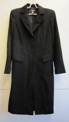 折扣出清~~9 成新真品~~DKNY 黑色 長版 薄洋裝式外套/風衣 (size: 2)