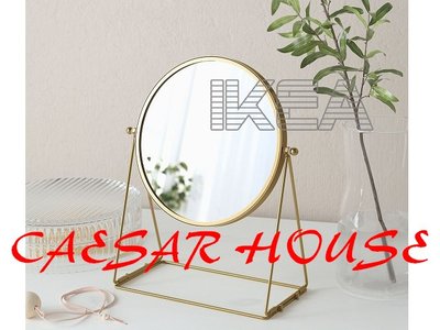 ╭☆卡森小舖☆╮【IKEA】 LASSBYN 桌鏡,絕版金色化妝鏡 兩面可用 放大功能 看得更清楚 宜家家居高便利商品