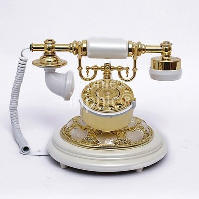 INPHIC-歐式古董座式電話 美式家用轉盤旋轉仿舊有繩電話機