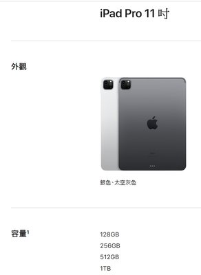 【2021新款】Apple iPad Pro 11吋 WiFi 1TB 銀/太空灰