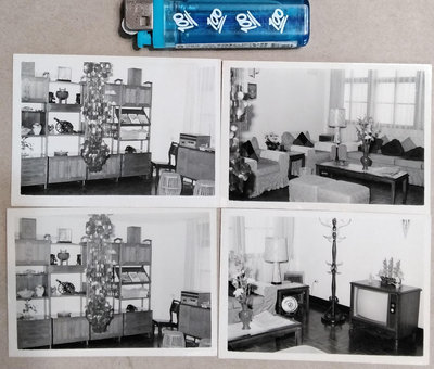 [寶島福利社］早期（居家室內擺飾-電暖器-電視-收音機）留影黑白照片4張現況賣HB011