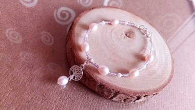天然紫水晶珍珠串珠手鍊~生命樹款~使用純銀配件