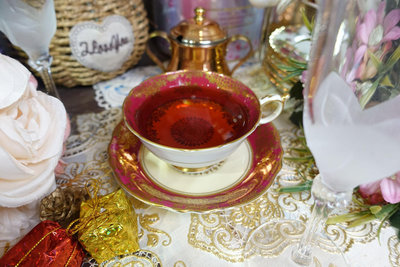 【Sunshine Antiques】Paragon - Golden Leaves in Red 英國骨瓷 茶杯二件組