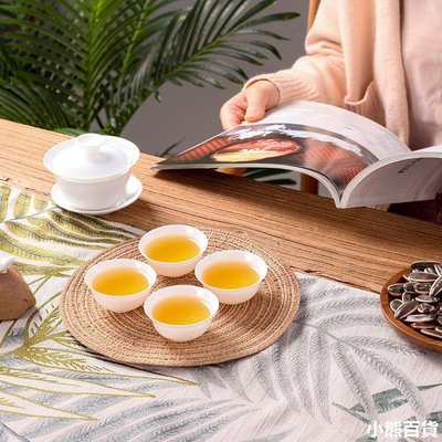 潮州高品質骨瓷茶具套裝功夫茶具杯陶瓷茶杯家用白瓷整套蓋碗泡茶-小熊百貨