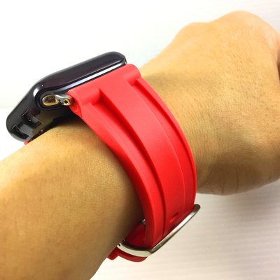 Apple Watch  沛納海代用 橡膠  錶帶 紅色 鮮紅 不鏽鋼針釦 質好耐用 42 44