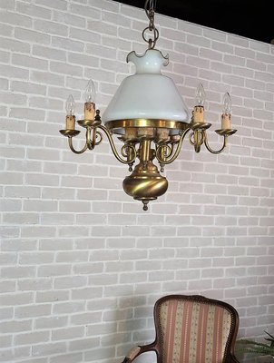 【卡卡頌  歐洲古董】特殊! 法國 油燈造型  八燈  古典燈  鄉村燈  歐洲老件  l0223 ✬