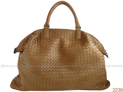 金鐸精品~2236 BOTTEGA VENETA BV 193785 寶緹嘉 經典編織焦糖色小羊皮大型肩背手提兩用包