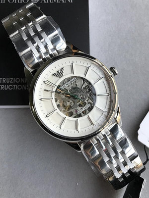 ＂手錶＂Armani阿瑪尼全自動機械手表男商務鋼帶防水鏤空時尚男腕表AR1945
