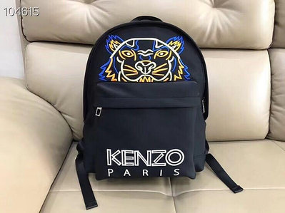 小Z代購#KENZO 老虎刺繡 黑色 藍配黃拼橘 刺繡 休閒時尚雙肩後背包 輕量 防水 出遊  加厚材質