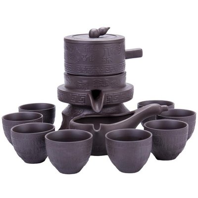 現貨熱銷-茶具 紫砂懶人茶具套裝家用簡約現代自動泡茶復古創意防燙功夫茶杯茶壺CFLP