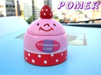 ☆POMER☆日本古著小店購 鄉村癒療系小物 STRAWBERRY CAKE 可愛微笑粉紅草莓蛋糕木頭飾品盒置物盒收納盒