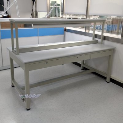 (W180*D90*H124cm)双面六屜工作桌+上架、電子廠生產線專用工作桌....可訂製各種尺寸及樣式