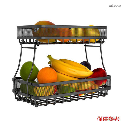 KKmoon 可拆卸雙層水果置物架收納籃 家用水果收納架 黑色