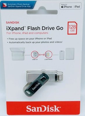 SanDisk iXpand Go 128GB OTG隨身碟 128G Lightning/USB-A雙接頭 公司貨 SDIX60N