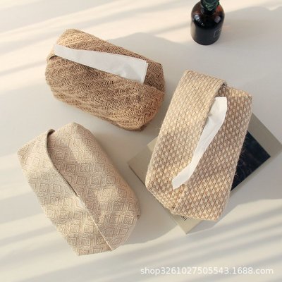 日式棉麻布藝紙巾盒簡約民宿凹造型抽紙盒收納袋創意家用客廳餐桌