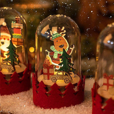 聖誕雪球裝飾雪人地球儀 LED 發光兒童木製裝飾品聖誕禮物家居裝飾