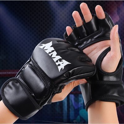 Mma 手套半指拳擊手套手套, 可調節腕帶, 用於 Sanda Sparring 沙袋訓練 Wra