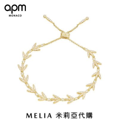 【熱賣精選】APM MONACO18ss 7月新品 飾品 手鍊 度假風格 黃金色銀鑲鑽月桂葉
