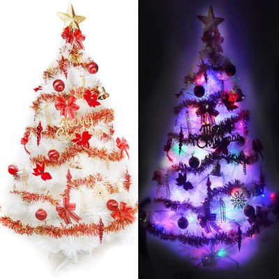 『心可樂活』台灣製15尺/15呎(450cm)特級白色松針葉聖誕樹 (紅金色系)+100燈LED燈彩光9串-附控制器跳機