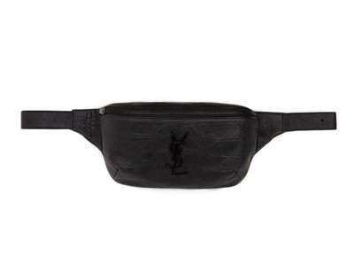 [全新真品代購] SAINT LAURENT YSL 黑色 鱷魚皮革壓紋 腰包 / 背包 (聖羅蘭)