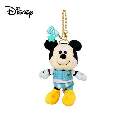 米奇 丹寧 絨毛吊飾 玩偶 吊飾 Mickey 迪士尼 Disney【002892】