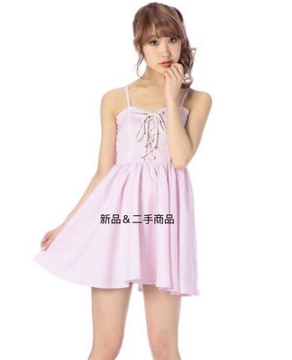lizlisa tralala細肩帶高腰條文洋裝連身裙連衣裙日本tralala日系粉色 無袖洋裝細肩帶洋裝