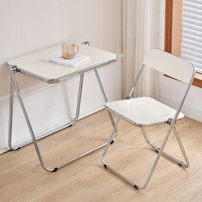 透明摺疊桌子簡約金屬ins網紅家用小戶型餐桌簡易壓克力桌子