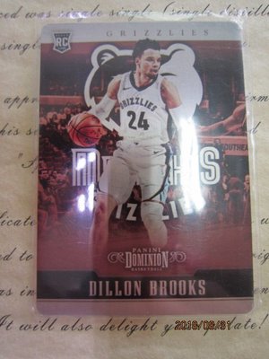 新賣家~17/18~Dillon Brooks /49~RC~限量/49~Dominion~鐵板卡~
