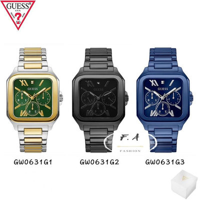 GUESS 多功能男生手錶 不鏽鋼三眼六針錶盤  不鏽鋼錶帶 潮流 時尚 正裝 奢華男生腕錶 GW0631G1 GW0631G2 GW0631G3