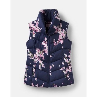 Miolla 英國品牌Joules 深藍底粉櫻花色可立領保暖背心