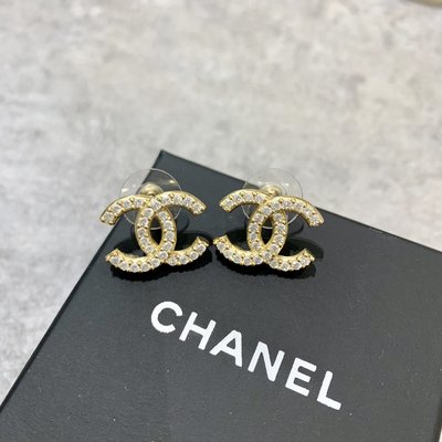 Chanel 耳環 金色水鑽耳環《精品女王全新＆二手》