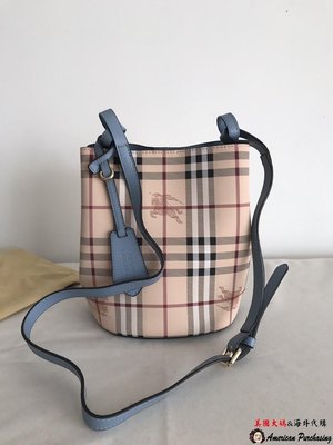 潮牌Burberry 巴寶莉 英倫時尚格紋 新款配色水桶包 單肩包  通勤首選 海外代購-雙喜生活館