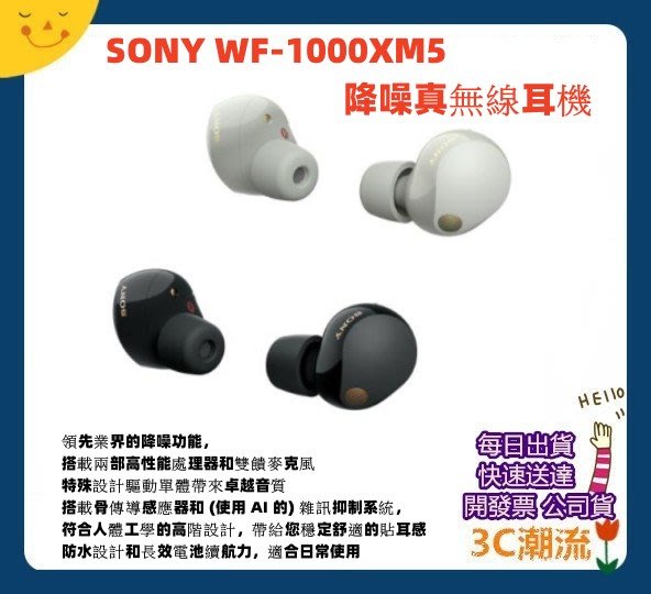 開發票【3C潮流台北】SONY WF-1000XM5 WF1000XM5 真無線藍牙降噪耳機