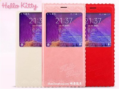 蝦靡龍美【SA536】Hello Kitty 凱蒂貓正品 Note4 視窗皮套 手機套 保護套 原廠 手機殼
