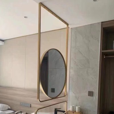 維也納供用吊鏡衛生間不銹鋼吊桿鏡子鋁合金懸空浴室鏡 自行安裝