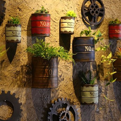 下殺 《ulklk601》熱買#復古創意工業風酒吧墻面墻上裝飾壁掛綠植花盆奶茶店墻壁植物掛件