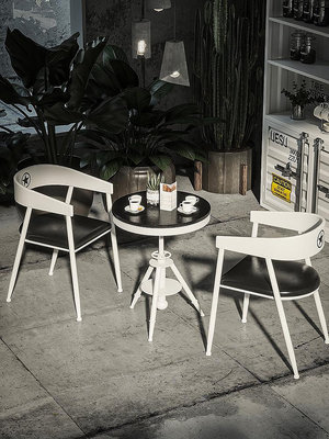 奶茶店桌椅組合工業風甜品漢堡小吃店咖啡廳卡座鐵藝餐飲家具 自行安裝