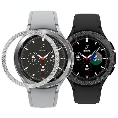 適用三星Galaxy watch4手錶波浪斜紋表圈watch3金屬刻度保護表環手錶保護環金屬保護圈刻度環