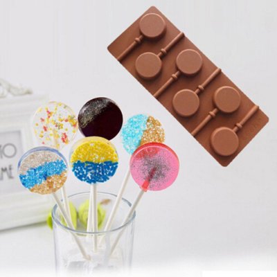 6連圓形棒棒糖矽膠模巧克力蛋糕模 矽膠翻糖蛋糕烘焙工具