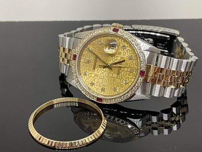 國際精品當舖 ROLEX 勞力士 蠔式半金  #原廠10鑽紀念面盤 手錶型號：16233G