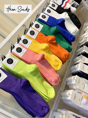 韓國代購東大門BIARRITZ簡約純色糖果色螺紋滌綸化纖中筒堆堆襪女