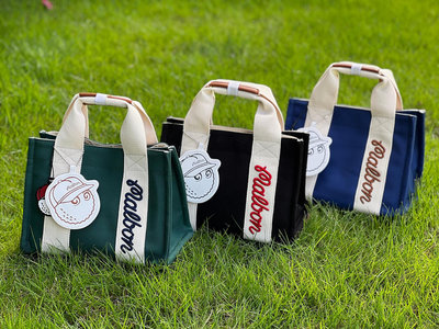 現貨：高爾夫球包男女GOLF字標配色帆布手提包小手袋