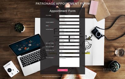 PATRONAGE APPOINTMENT FORM 響應式網頁模板、HTML5+CSS3、網頁設計  #03082
