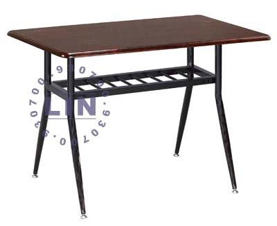 【品特優家具倉儲】R528-24餐桌洽談桌造型烤黑實木長桌